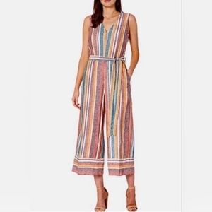 Nordstrom ECI New York Stripes Cropped Linen Jumpsuit